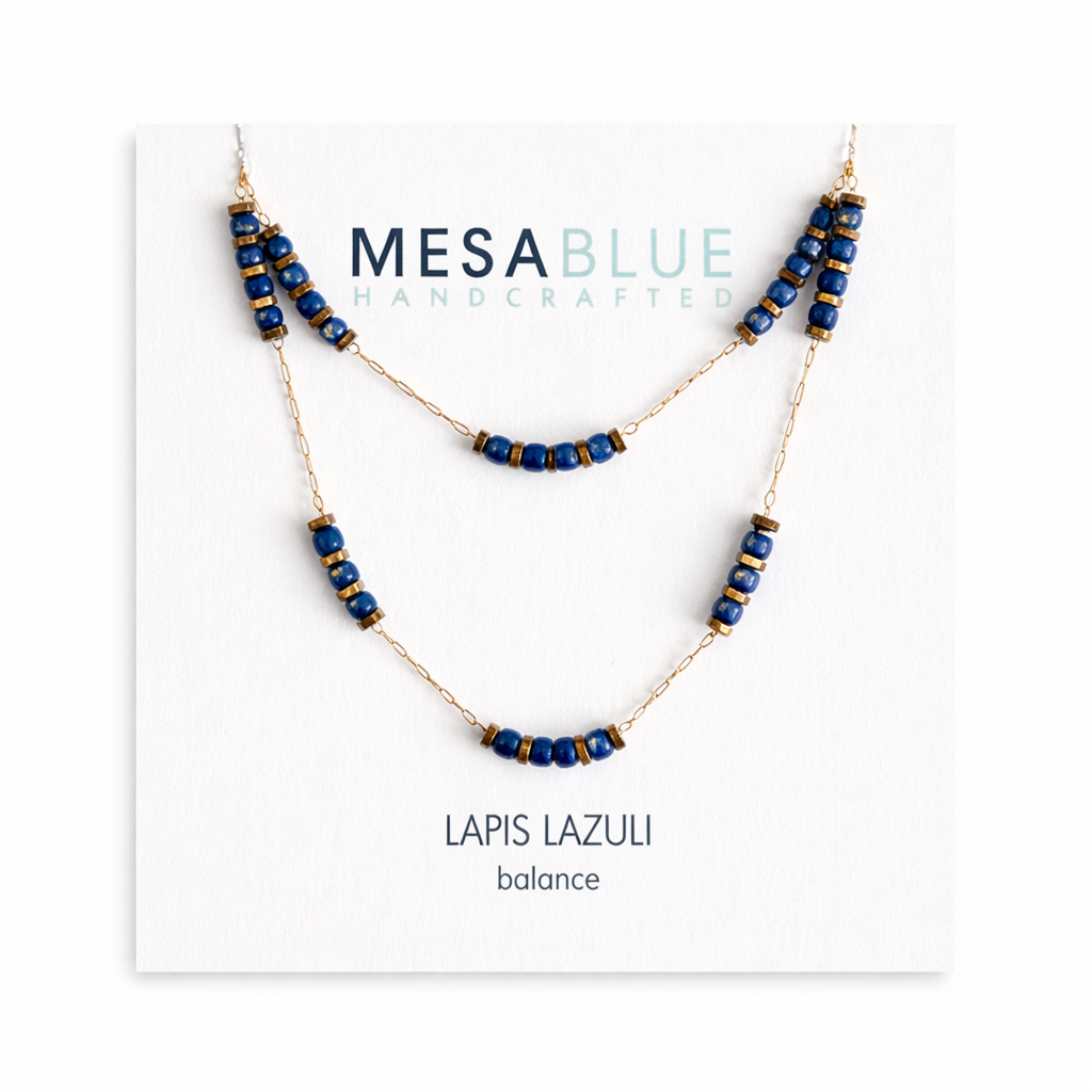 Square Gemstone Beaded Necklace