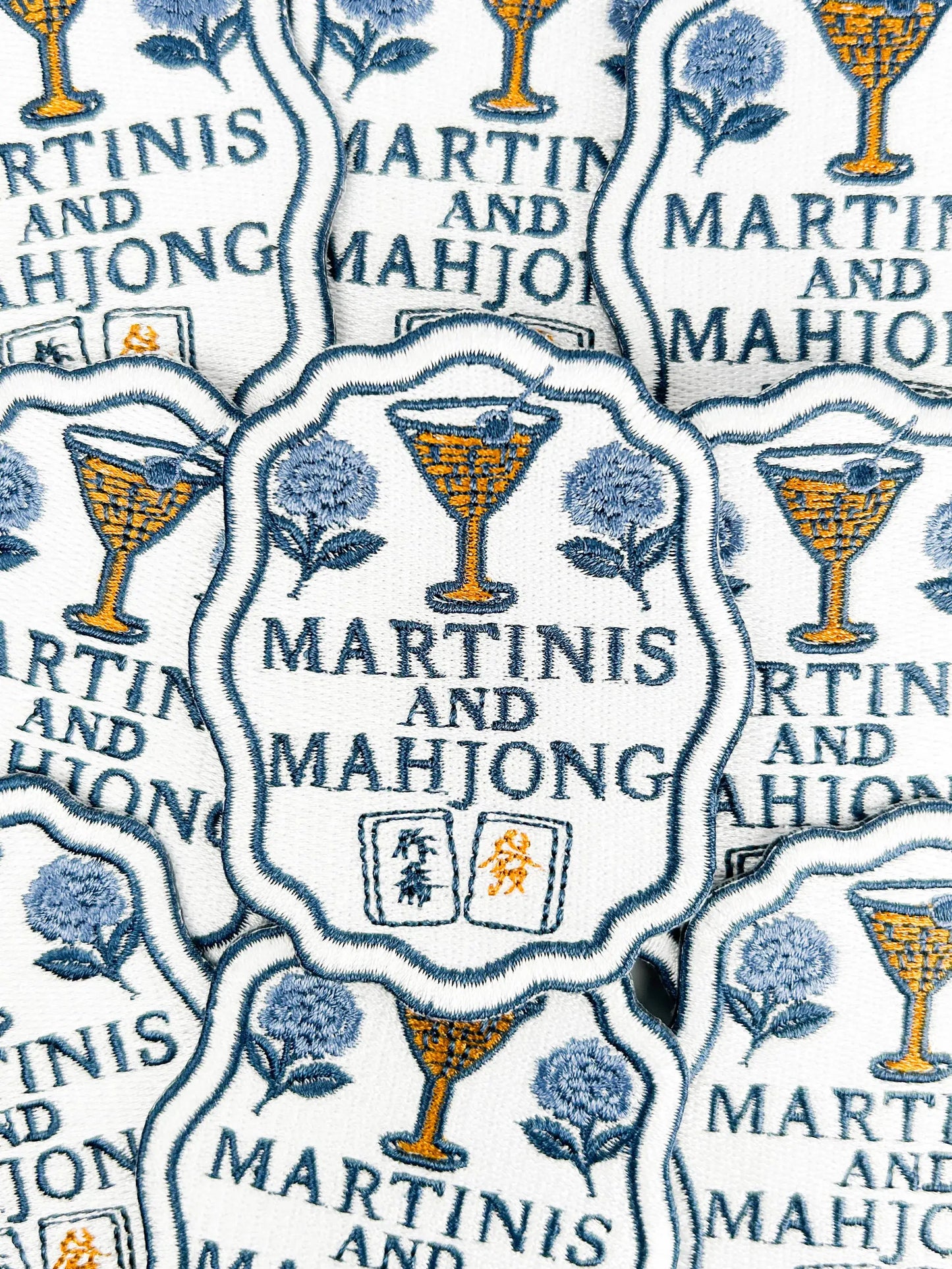 Martinis and Mahjong Iron-On Patch