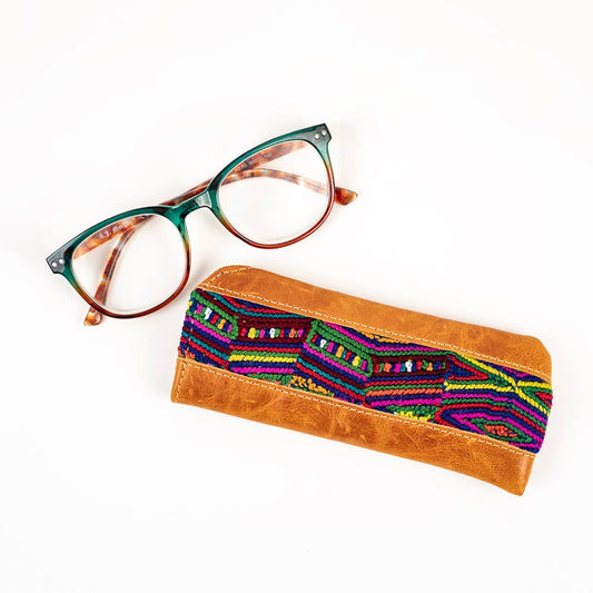 Leather & Huipile Eyeglass Case