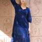 Bells Maxi Dress Hand Block Printed Blue