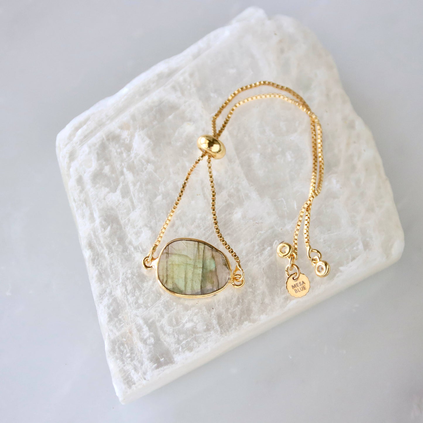 Faceted Large Gemstone Adjustable Bracelet