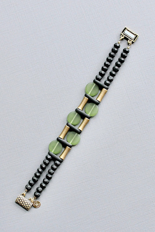 black and olivine bracelet