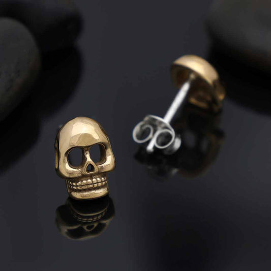 Bronze Skull Post Earring