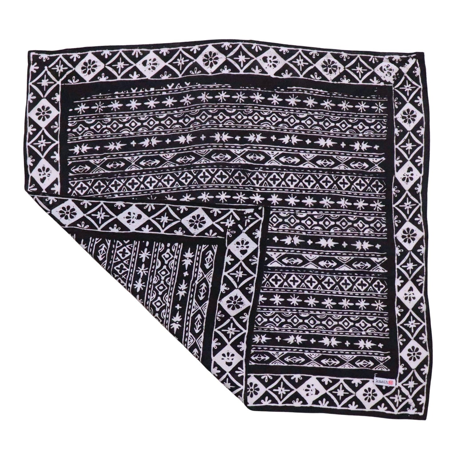 Black White Geometric Batik Bandana