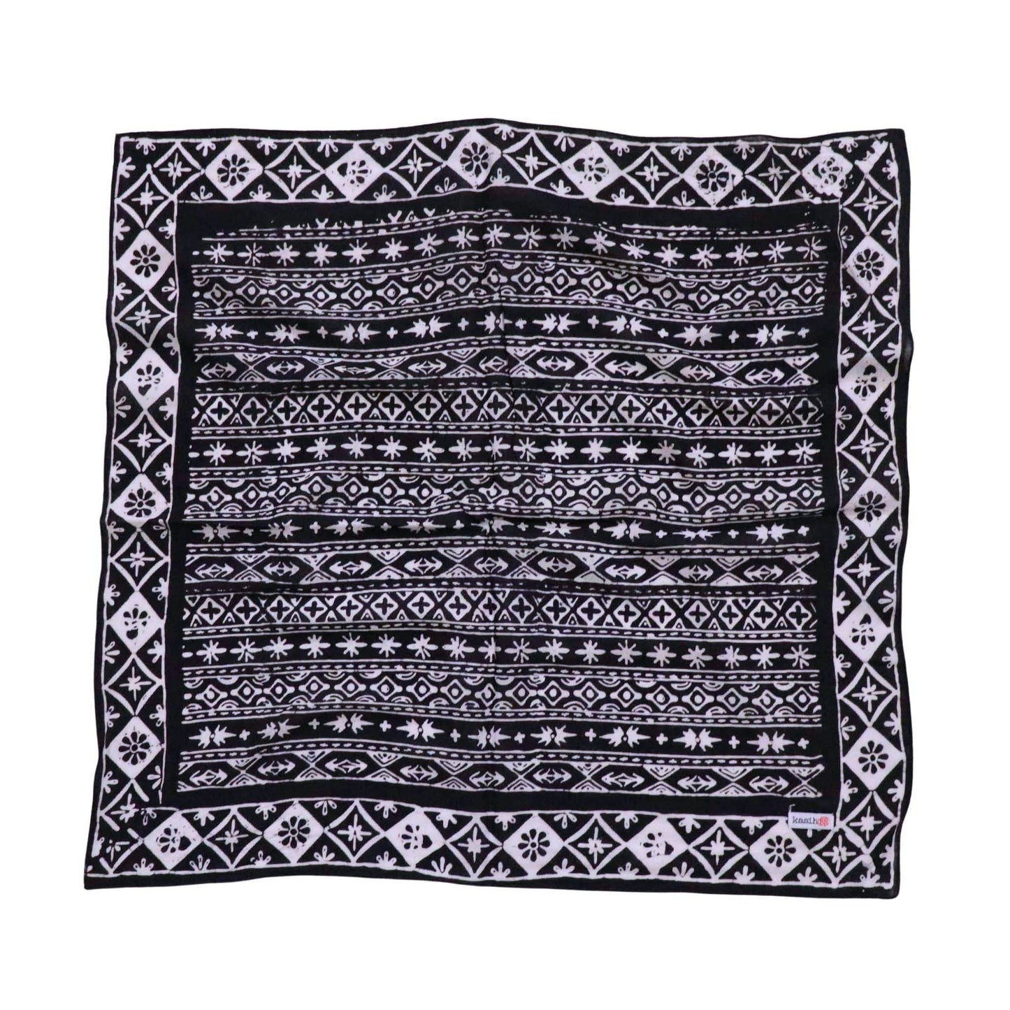 Black White Geometric Batik Bandana