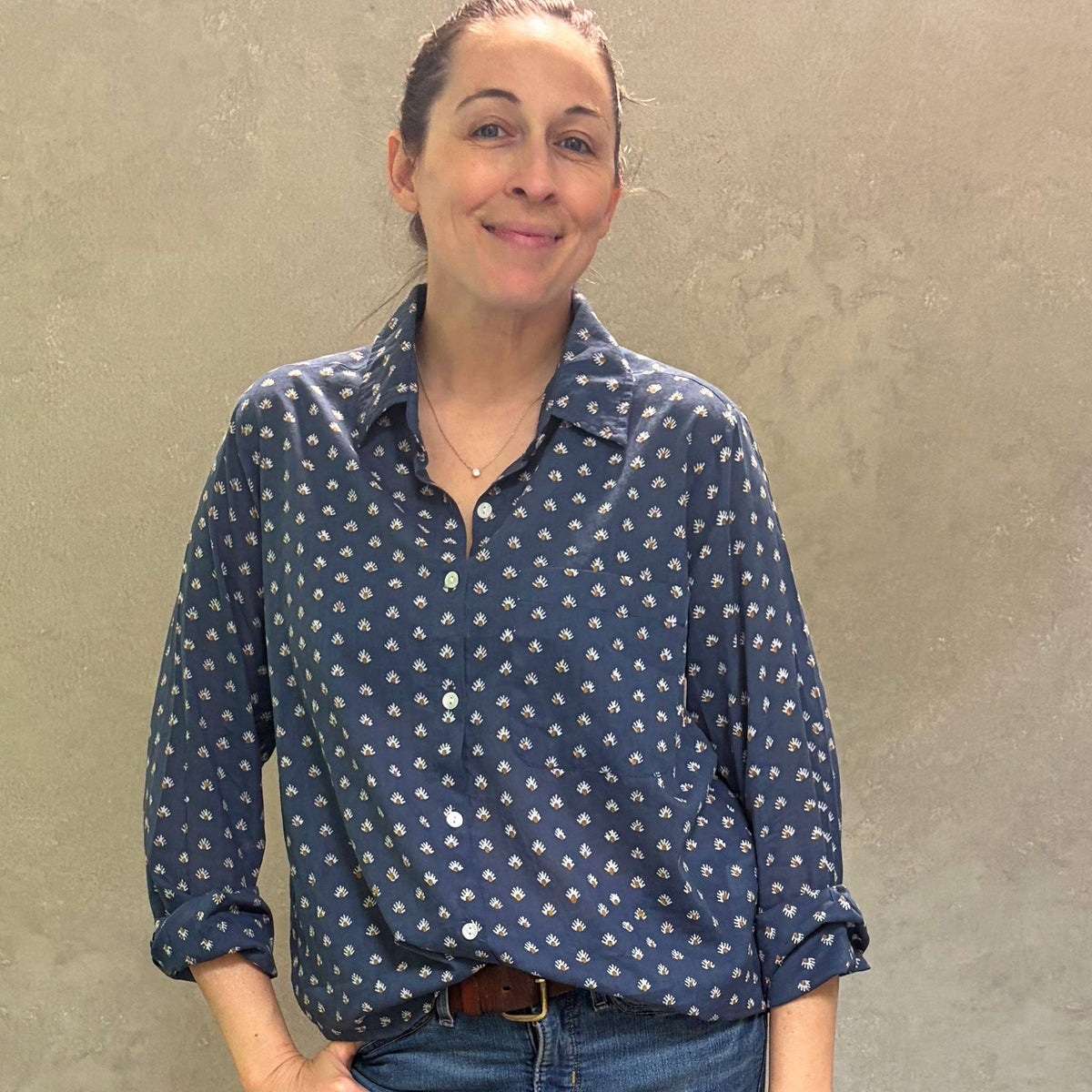 Pali Top- Aja Navy in Lightweight Cotton