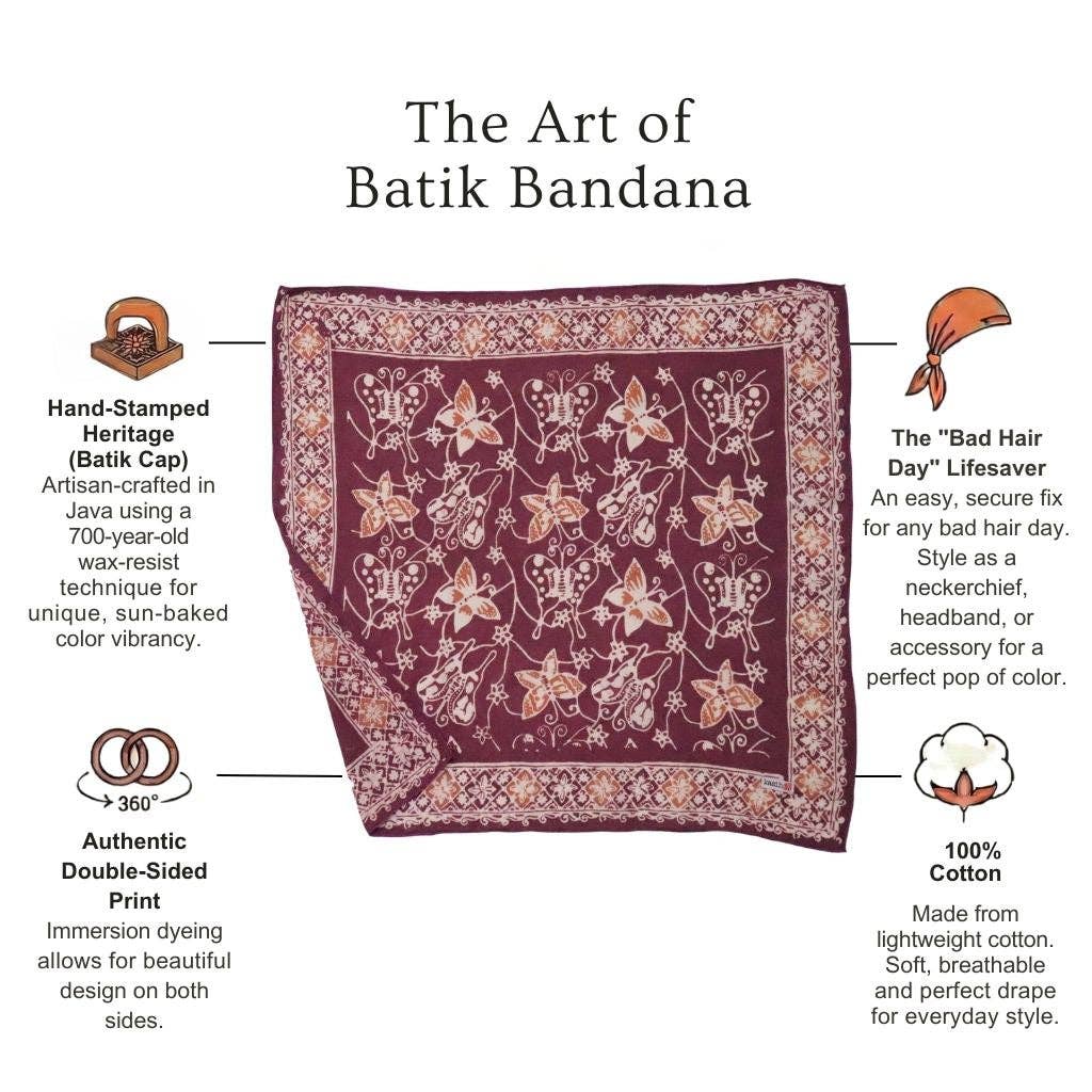 Hand Dyed Batik Bandana - Royal Flutter