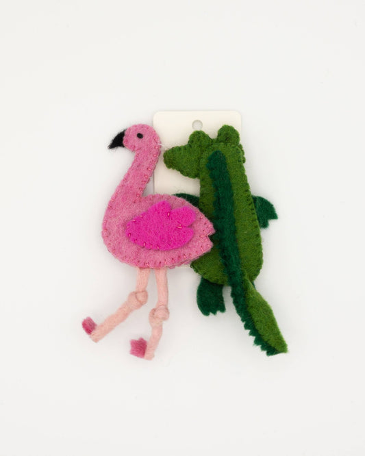 Finger Puppet -  Alligator and Flamingo  