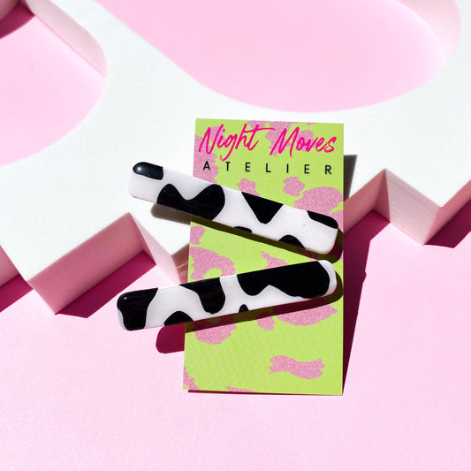 Cowprint Polymer Clay Hair Clip