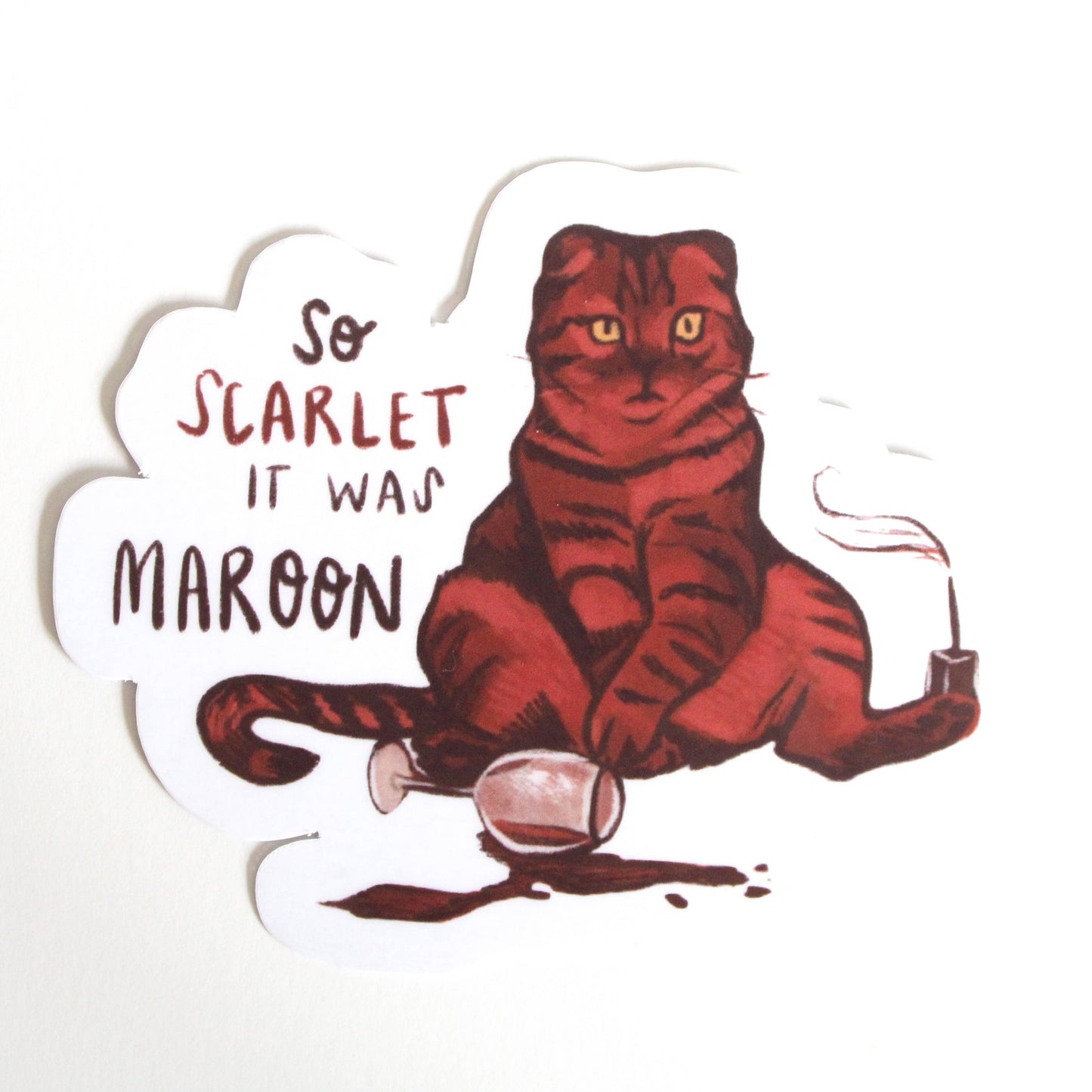 Maroon Cat Vinyl Sticker
