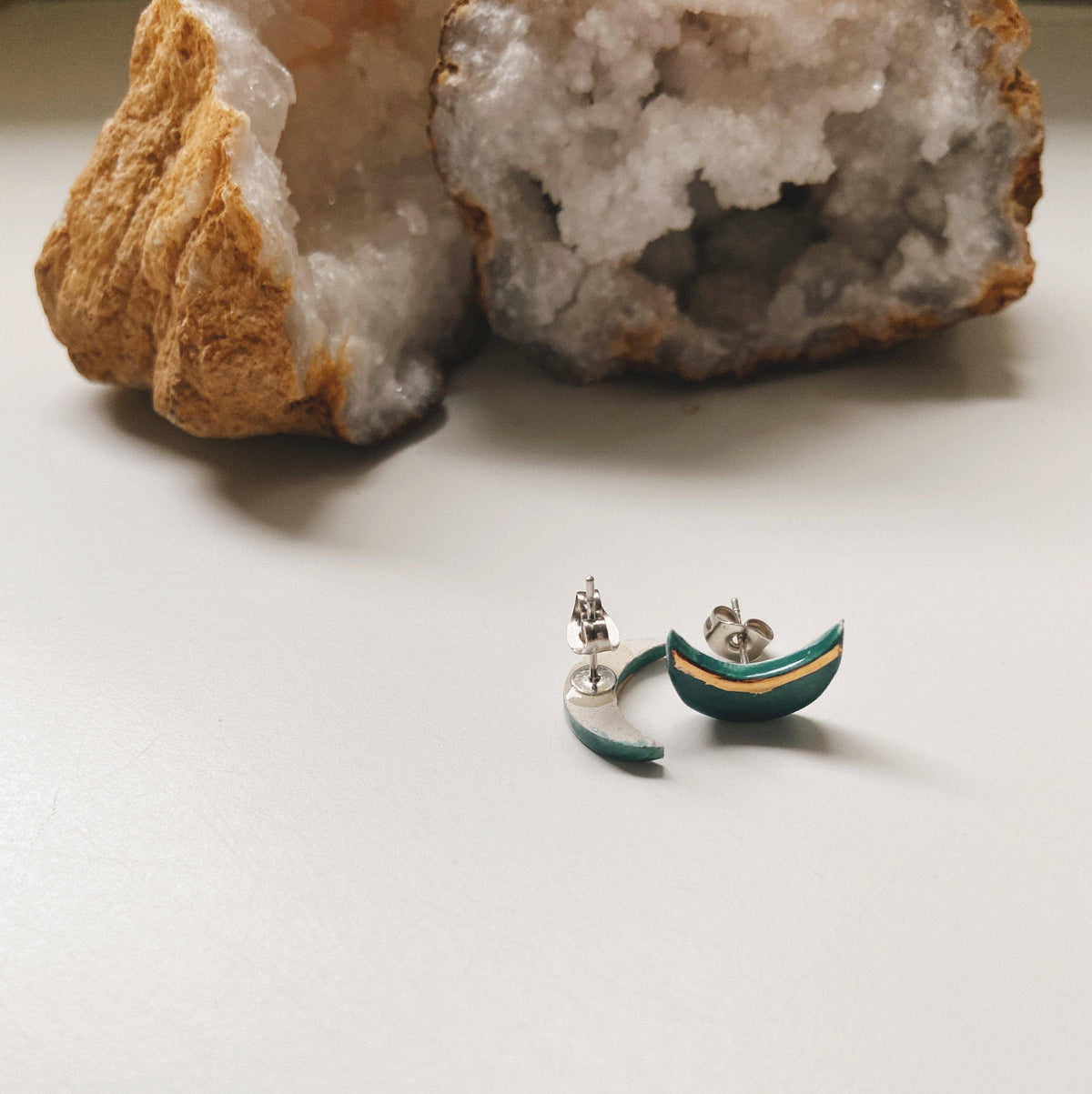 Teal Moon Earrings