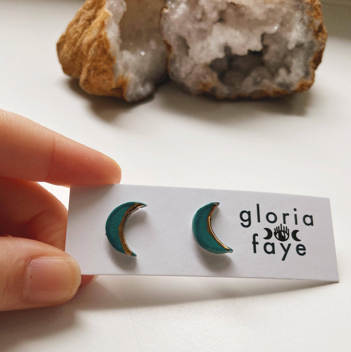 Teal Moon Earrings