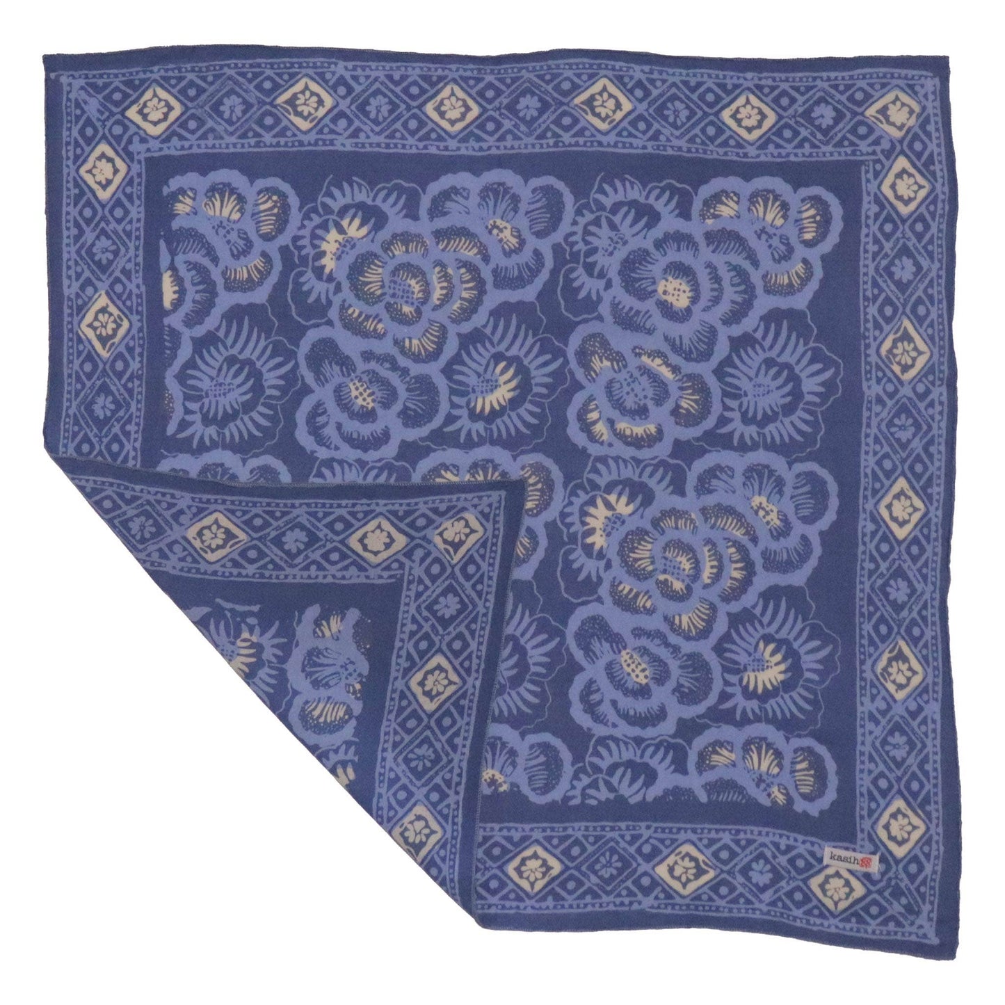 Hand Dyed Batik Bandana - Blue Roses