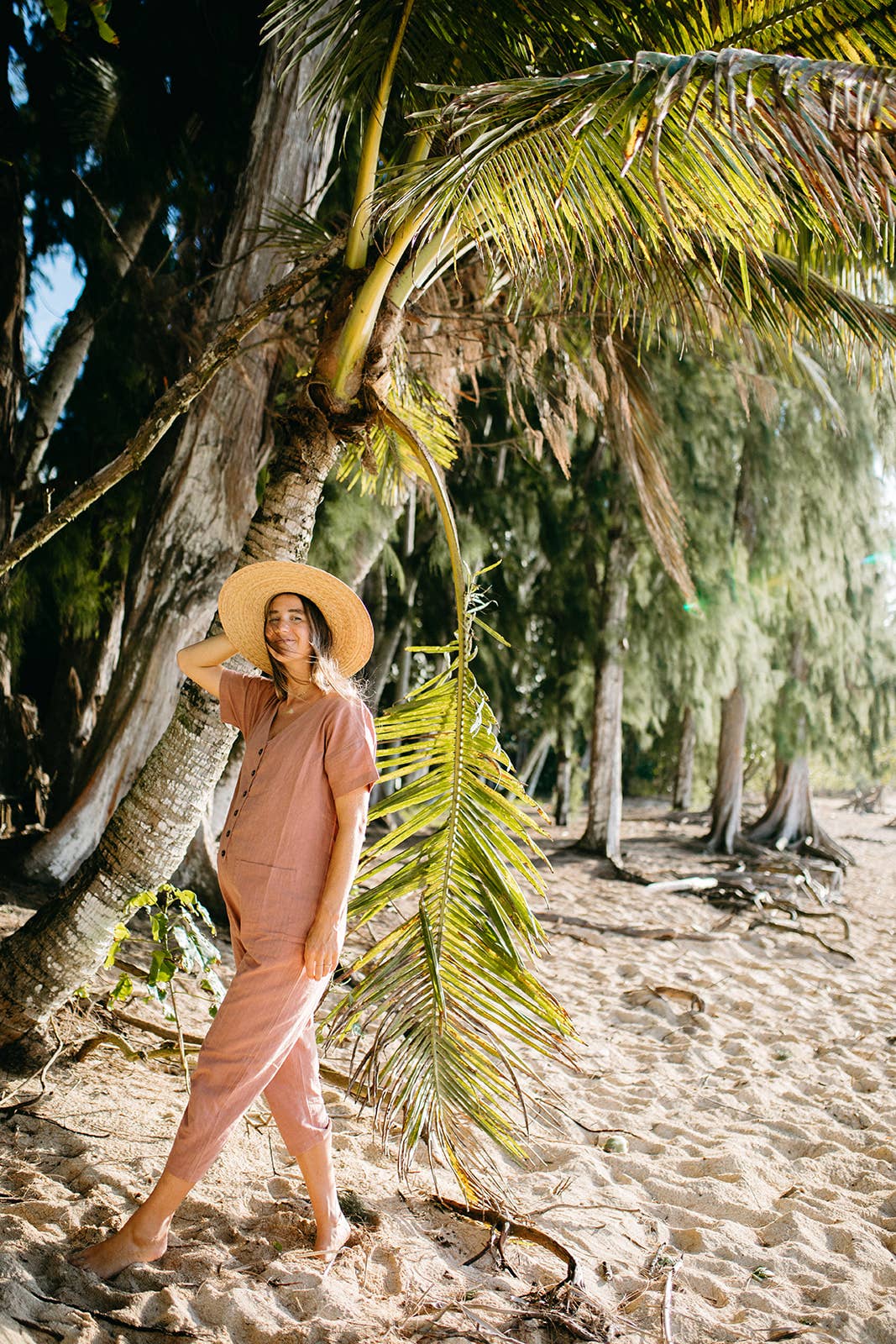 Short Sleeve Light Terracotta Jumpsuit