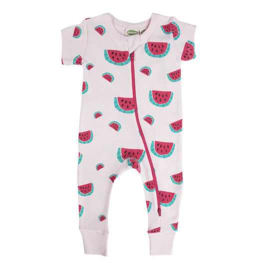 Signature Print '2-Way' Zip Romper - Short Sleeve