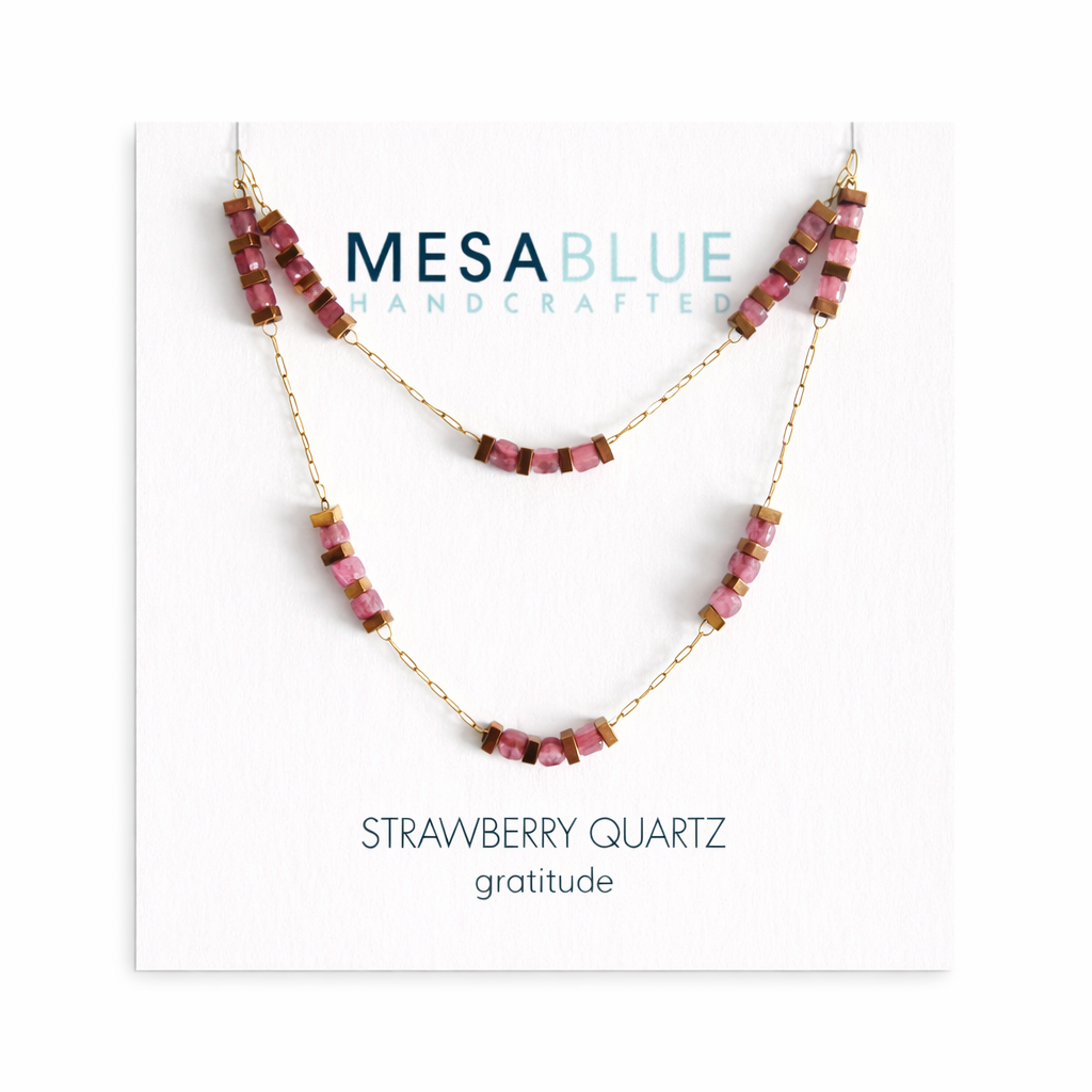 Square Gemstone Beaded Necklace