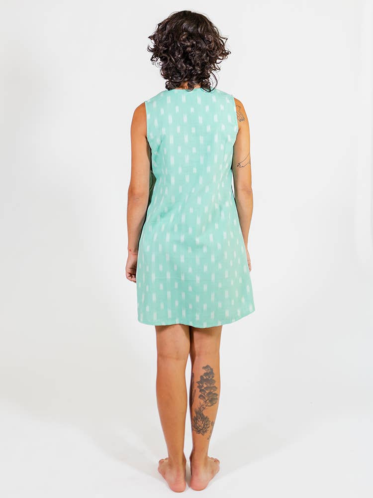 Vestido Pintucked Away Aqua Ikat