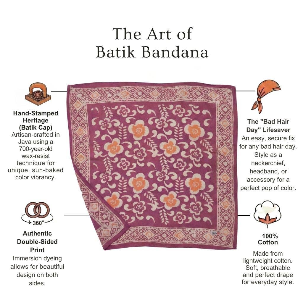 Hand Dyed Batik Bandana - Plumeria