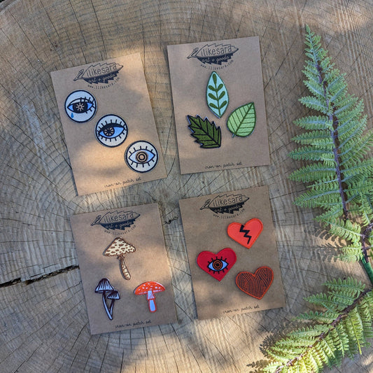 Set of 3 Mushroom Iron-On Patches