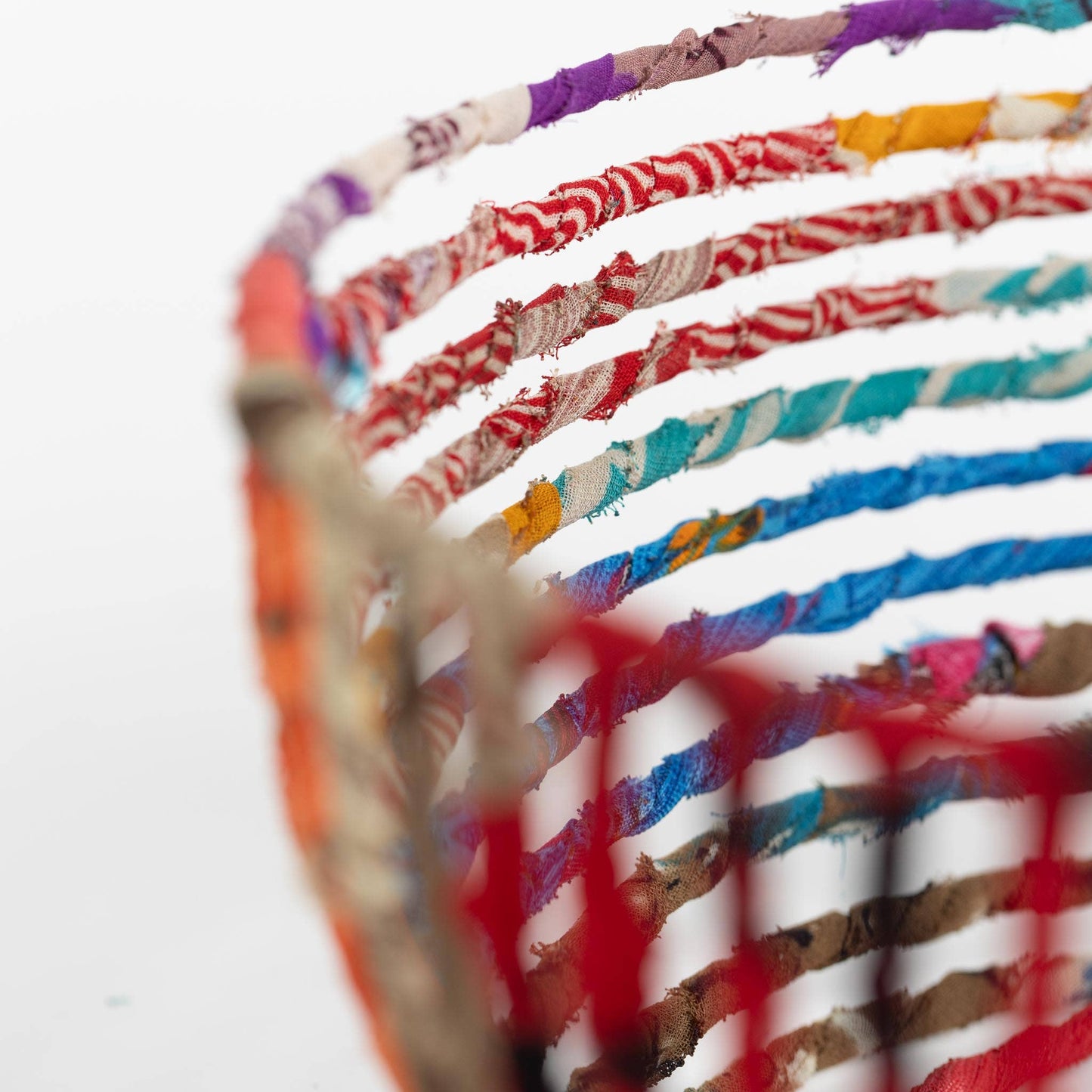 Recycled Sari Wrapped Wire Basket