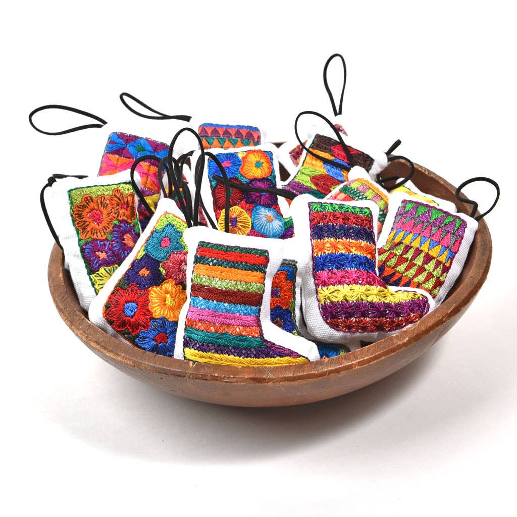 Hand Embroidered Christmas Holiday Ornaments from Guatemala