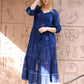 Bells Maxi Dress Hand Block Printed Blue