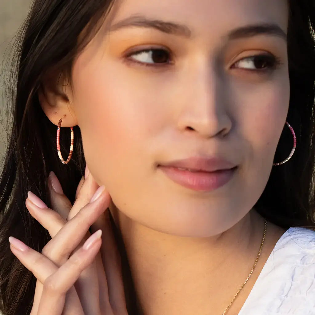 Miyuki Small Hoop - Dark Multi/Silver