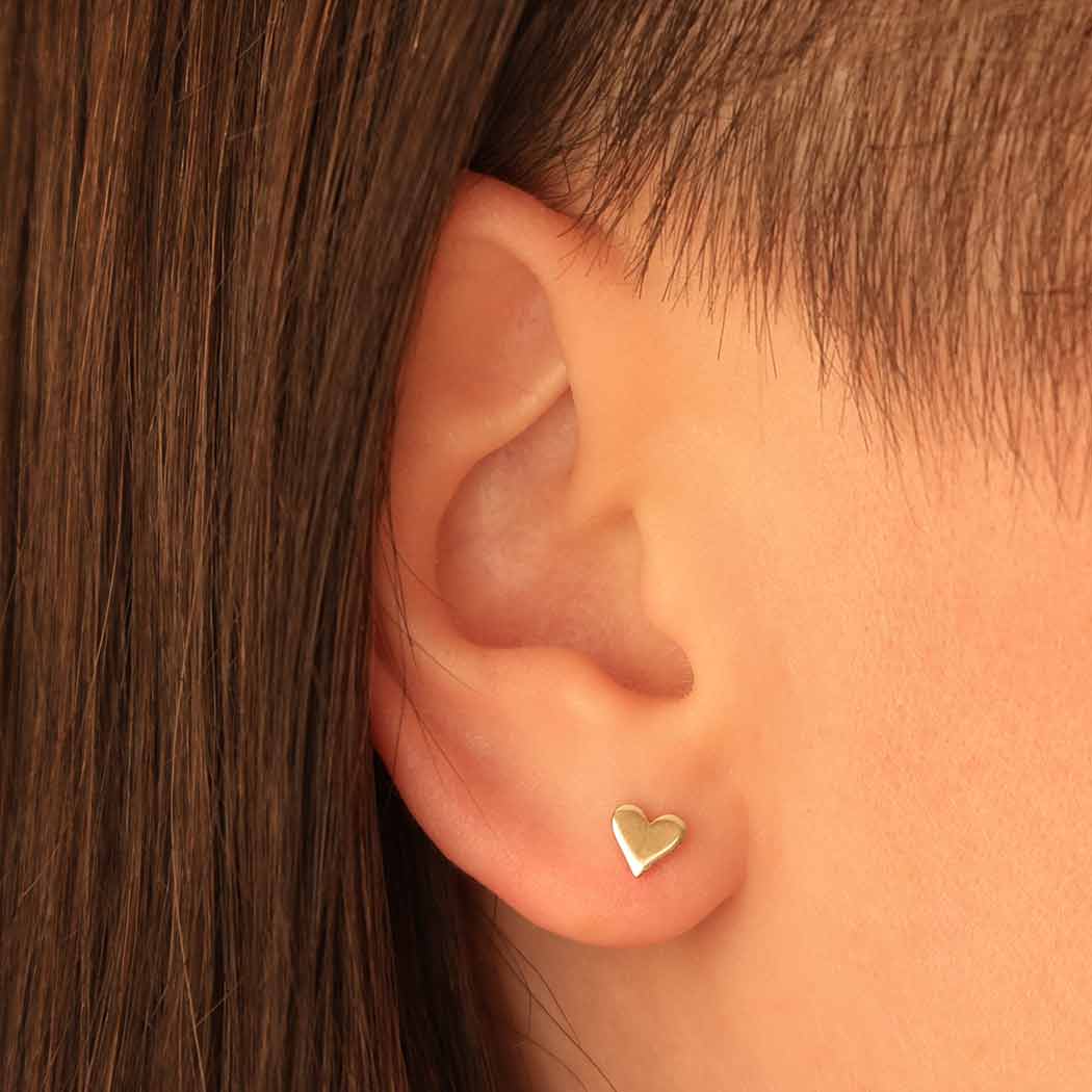 Silver Tiny Heart Stud Earrings