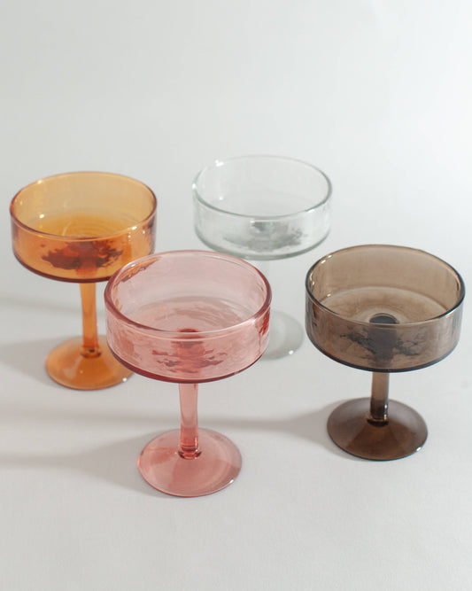Handblown Hammered Coupe Cocktail Glass
