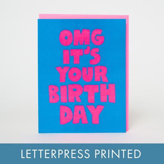 OMG Birthday Letterpress Greeting Card