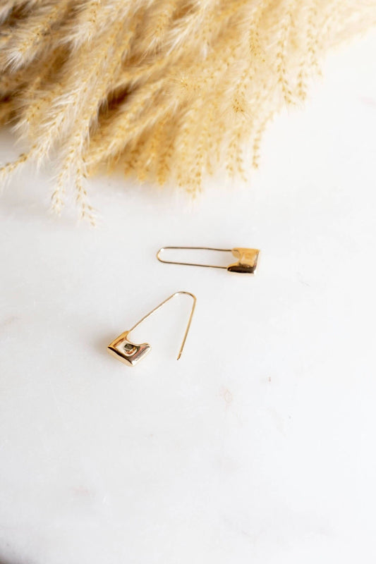 Sid Safety Pin Earrings - 24k gold plated