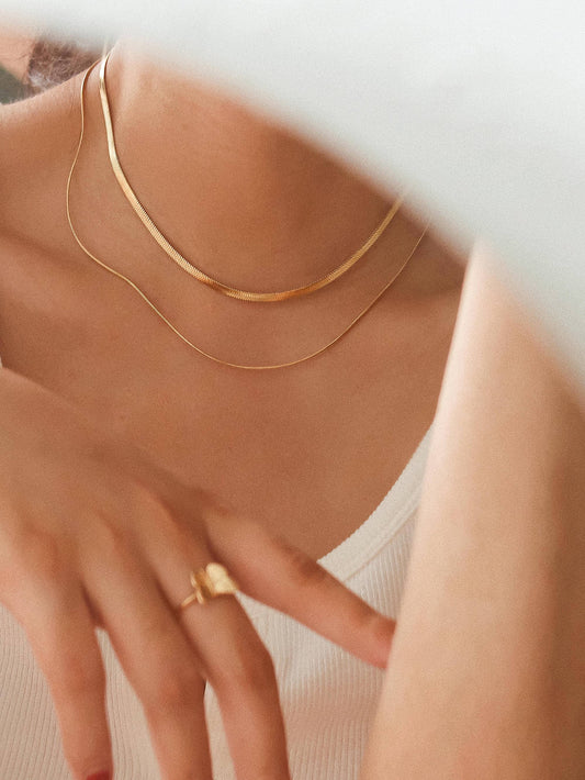 Jean Layered Flat Snake Chain Necklace