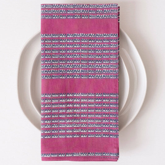 Dolbi Fuschia Block Printed Napkins - set of 4
