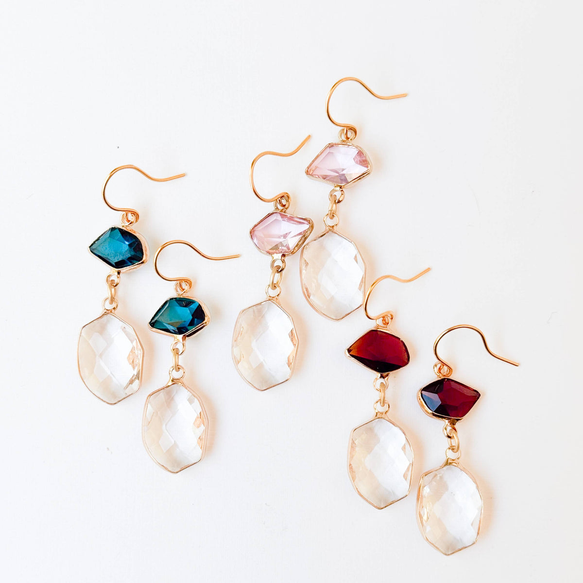 Faceted Glass Drop Earrings