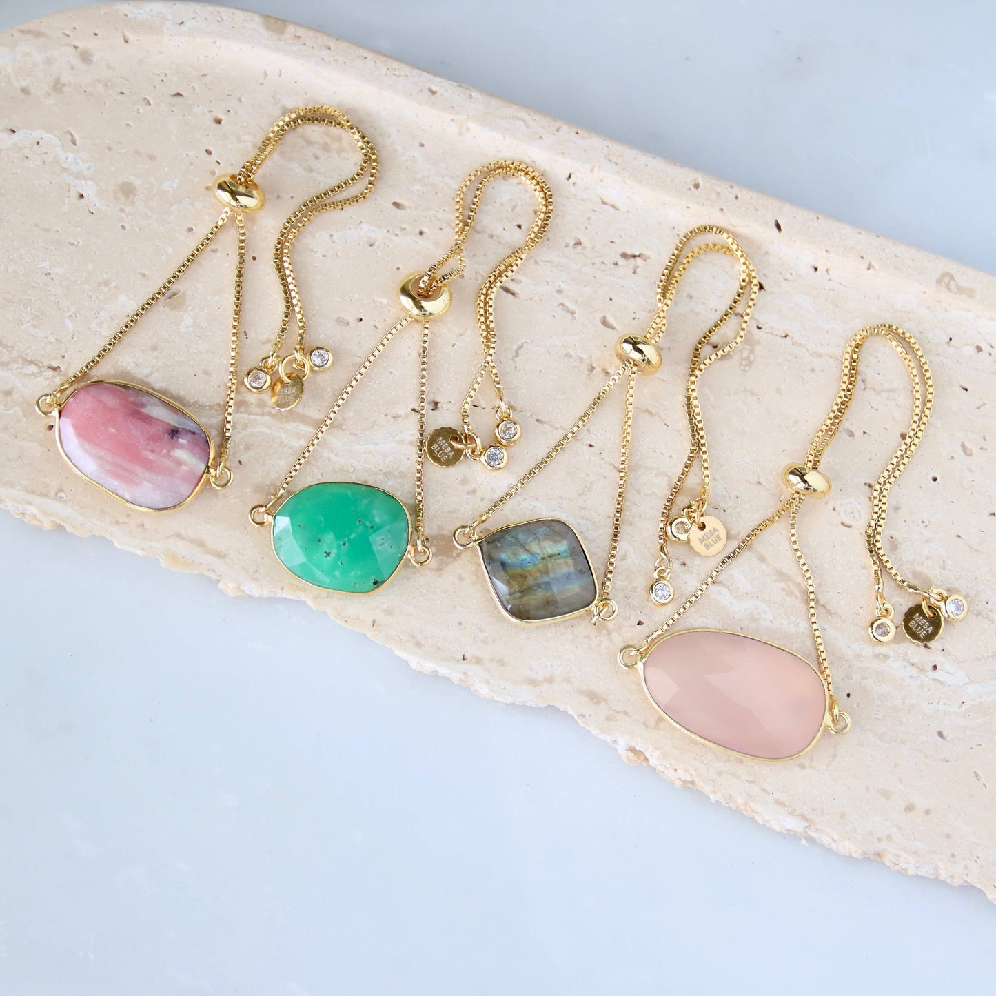 Faceted Large Gemstone Adjustable Bracelet