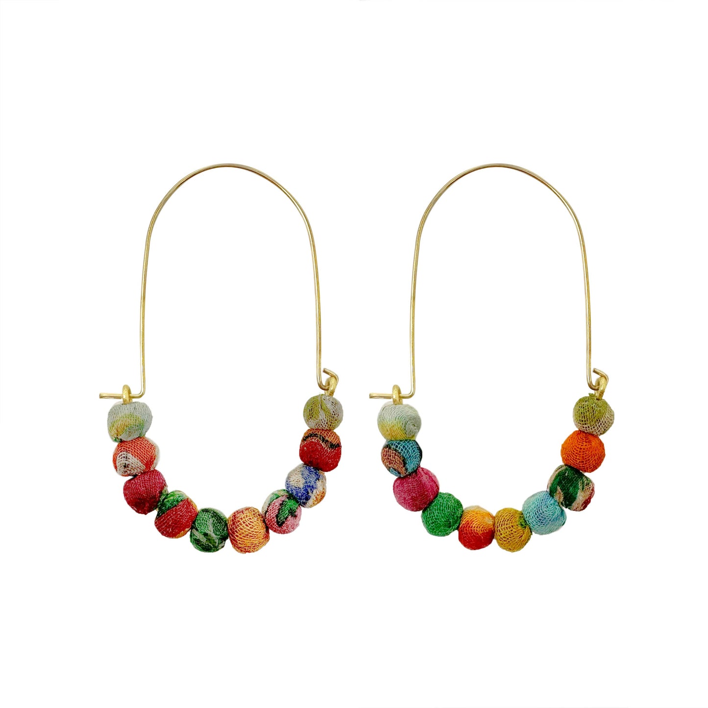 Elongated Kantha Wire Hoops