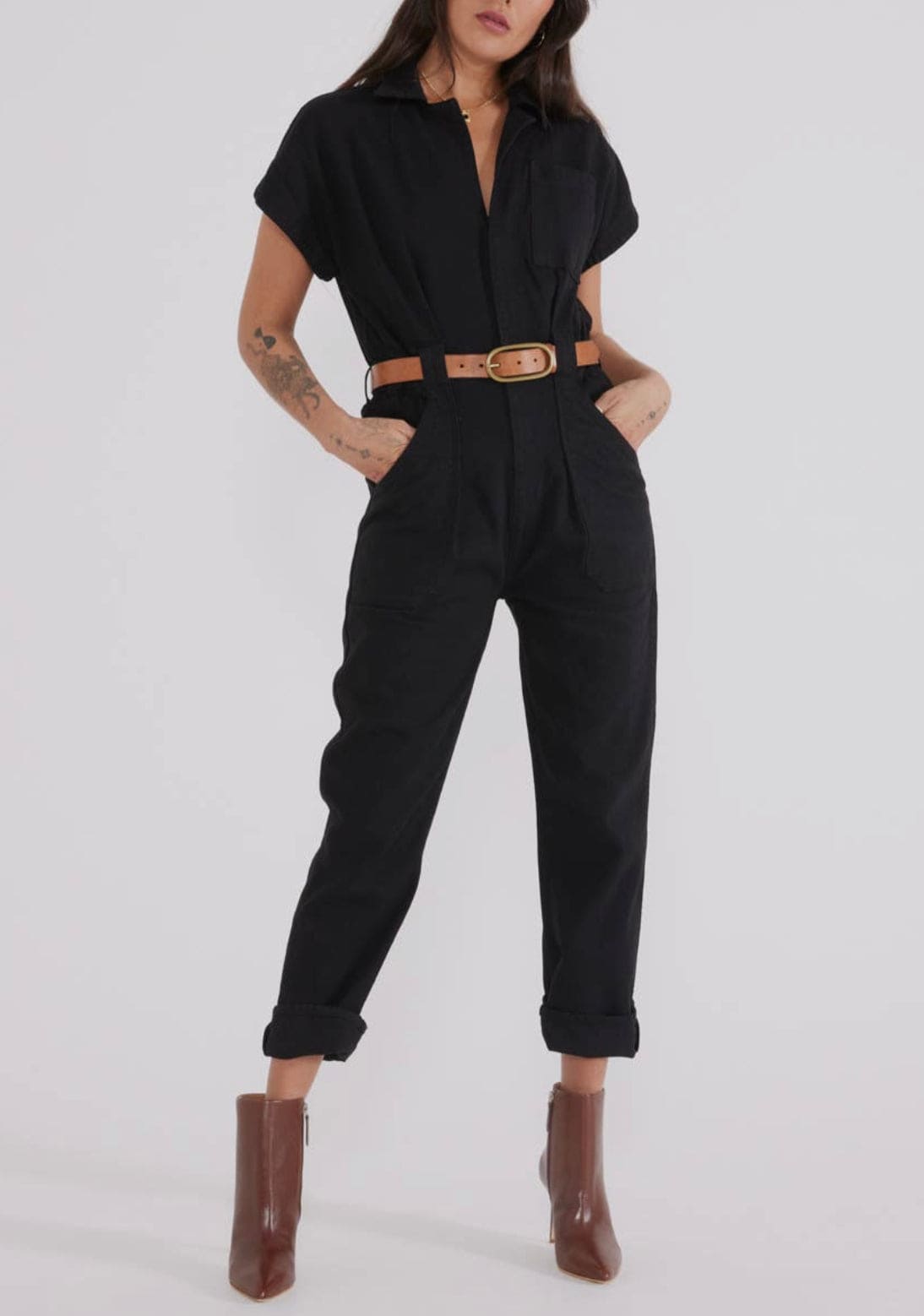 Megg Utility Jumpsuit - Black Onyx