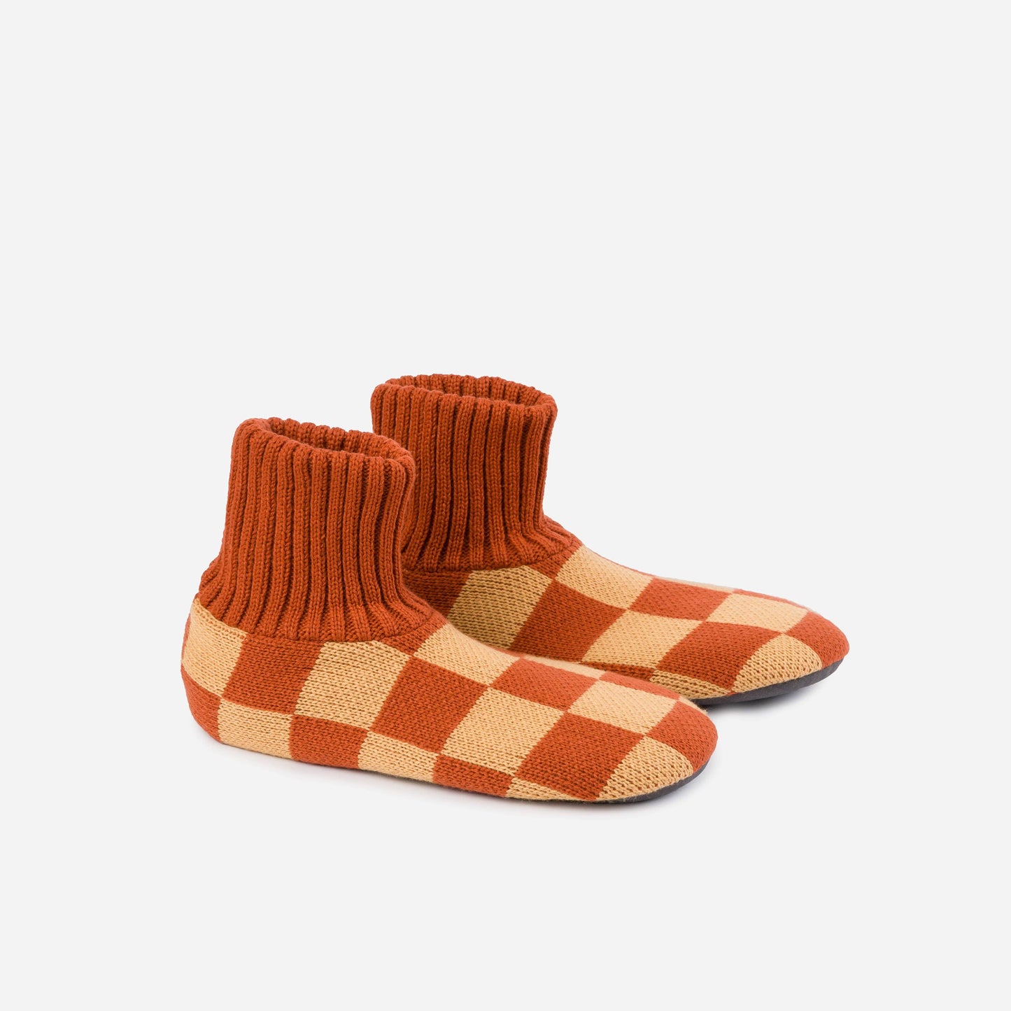 Checkerboard Knit Sock Slippers