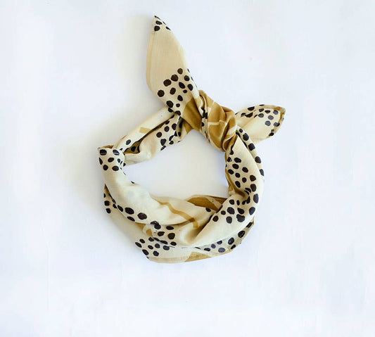 Damen Kopf-Bandana-Schal, Baumwolle mit Blockdruck – Golden Gal