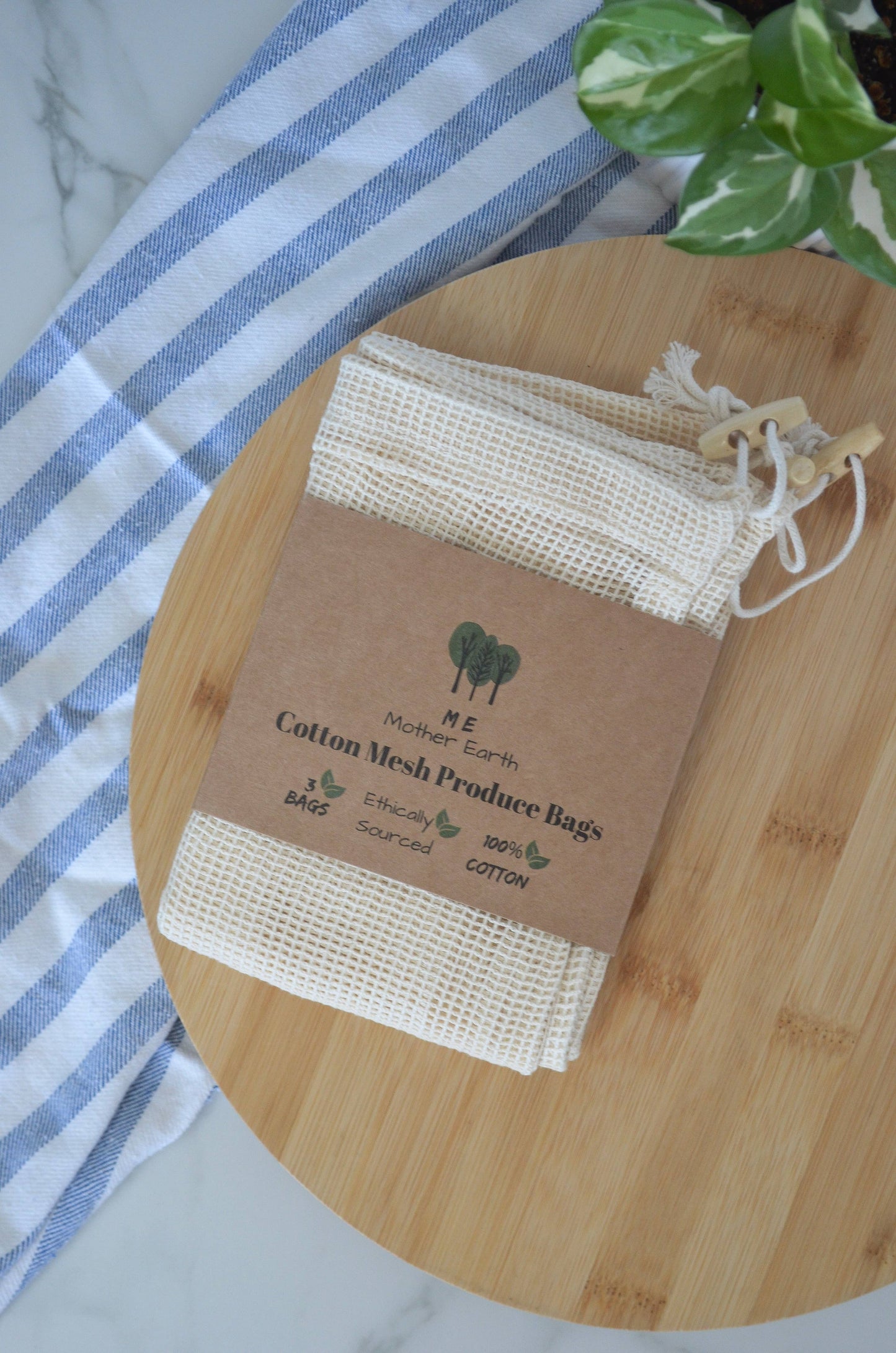 Eco Friendly Cotton Mesh Produce Bags- 3 Pack