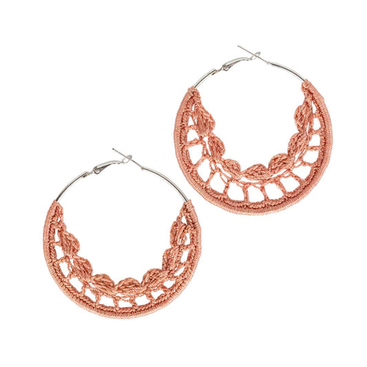 Pendientes de aro de crochet - Coral