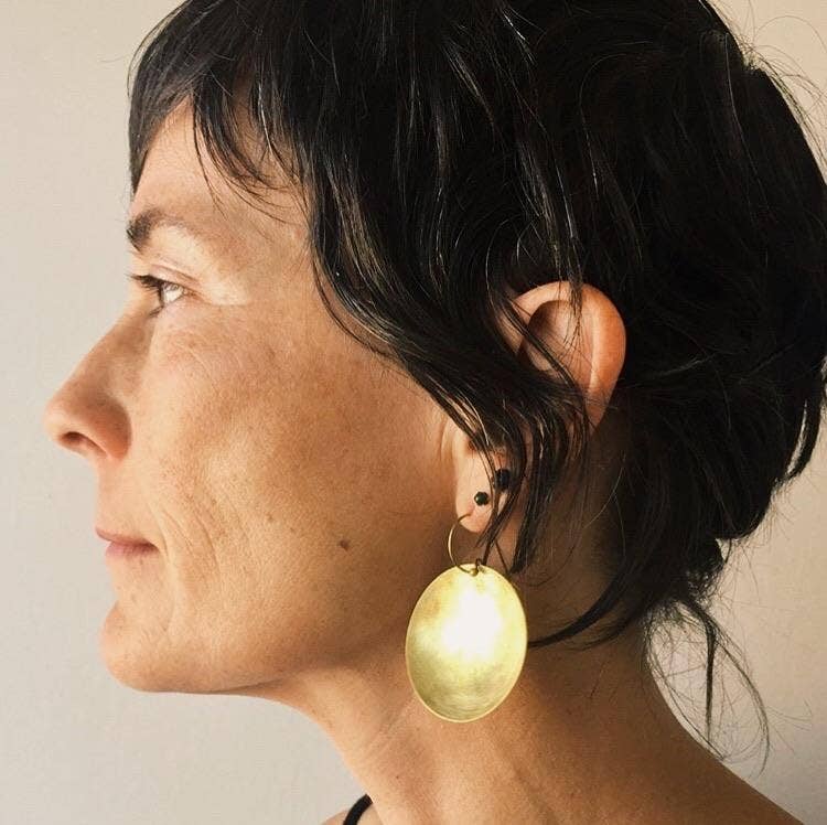 Big brass bowl earrings