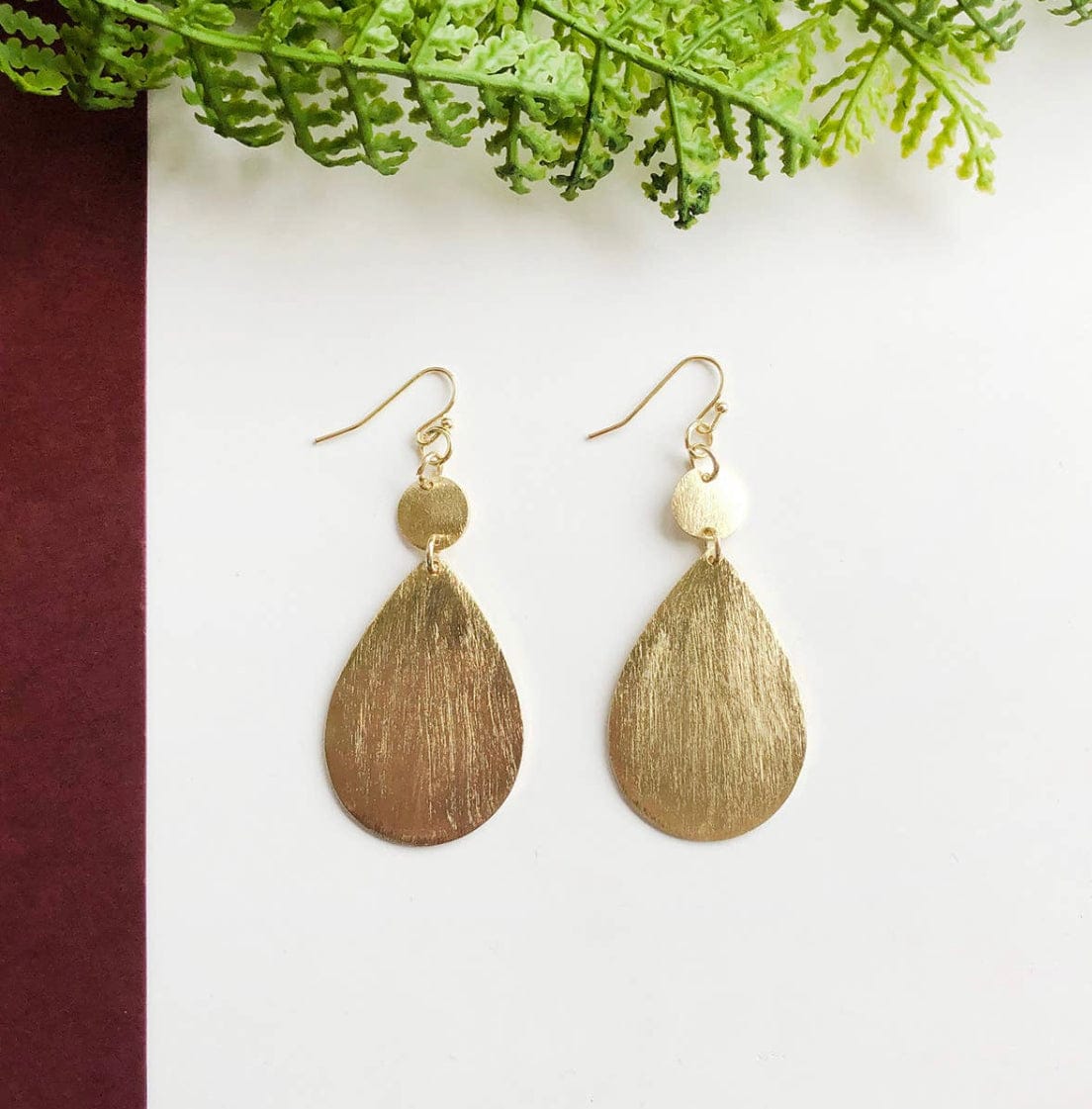 Gold Brass Twilight Teardrop Earrings